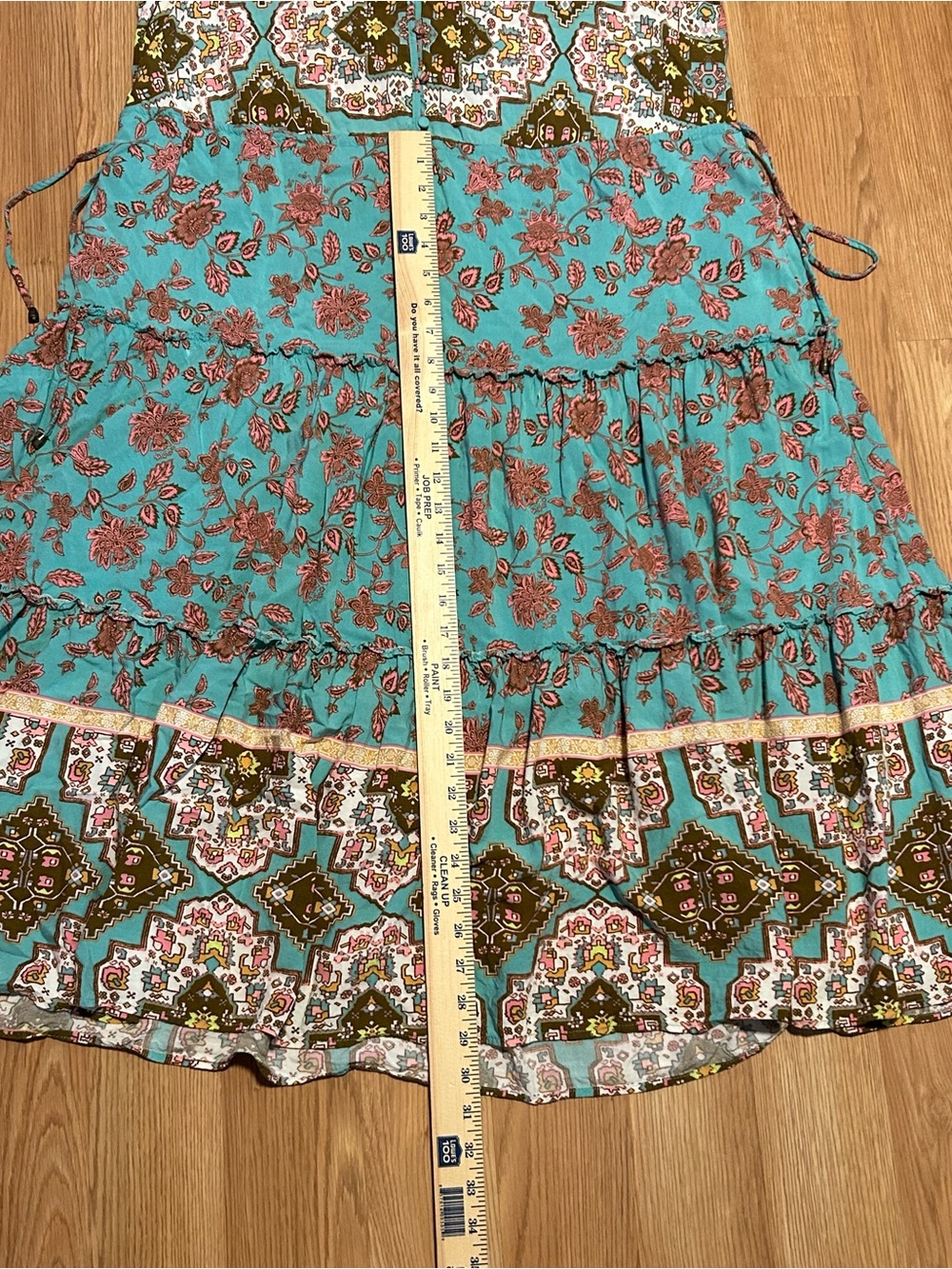 Matilda Jane Down To Earth Dress Teal Brown Size Large Boho Tiered Pockets - Picture 9 of 10